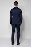 Trajes de hombre azul oscuro de 3 piezas con solapa con muescas