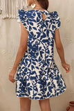 Vestido corto de verano floral blanco y azul A Line