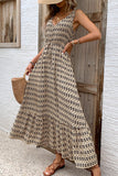 Vestido de verano de línea A con escote en V floral verde