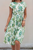 Vestido midi de verano A Line Floral Verde