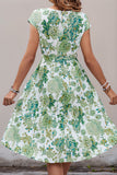 Vestido midi de verano A Line Floral Verde
