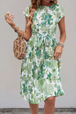 Vestido midi de verano A Line Floral Verde