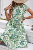 Vestido midi de verano A Line Floral Verde