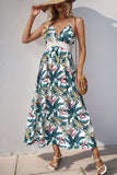 Vestido de verano halter floral verde de una línea