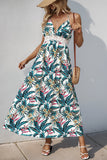 Vestido de verano halter floral verde de una línea