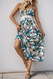 Vestido de verano halter floral verde de una línea