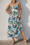 Vestido de verano halter floral verde de una línea