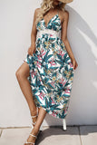Vestido de verano halter floral verde de una línea