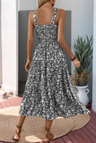 Vestido de verano floral negro de una línea de té