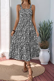 Vestido de verano floral negro de una línea de té