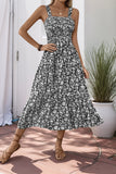 Vestido de verano floral negro de una línea de té