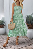 Vestido de verano floral negro de una línea de té