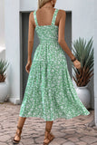 Vestido de verano floral negro de una línea de té