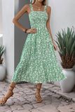 Vestido de verano floral negro de una línea de té