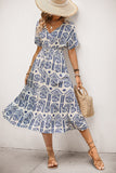 Vestido de verano midi azul con estampado de una línea
