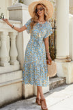 Vestido largo de verano floral azul A Line