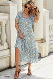 Vestido largo de verano floral azul A Line