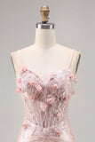 Corsé de satén rosa Bodycon Vestido de regreso a casa con apliques