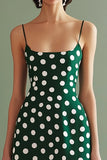 Tirantes de espagueti verde blanco Un vestido midi de lunares