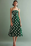 Vestido de tirantes finos de tirantes verdes blancos