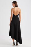 Vestido largo de corbata negra sin mangas halter de una línea
