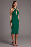 Vestido formal midi con cuello cruzado y cuello cruzado en color burdeos