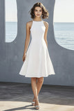 Vestido de ducha nupcial corto halter de satén marfil simple