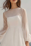 Organza Marfil Midi A Line Vestido de Novia de Ducha con Mangas