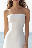 Vestido de cena de ensayo maxi palabra de honor sin tirantes de satén Bodycon Ivory