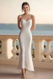 Vestido de encaje de marfil sirena sirena de recepción de boda