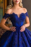 Vestido de gala con apliques con hombros descubiertos Vestido de quinceañera azul real