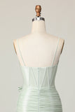 Sage Bodycon Corsé Vestido corto de regreso a casa con lazo