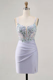 Corsé Lavanda Bodycon Lentejuelas Vestido de Regreso a Casa