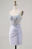 Corsé Lavanda Bodycon Lentejuelas Vestido de Regreso a Casa