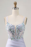 Corsé Lavanda Bodycon Lentejuelas Vestido de Regreso a Casa