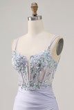 Corsé Lavanda Bodycon Lentejuelas Vestido de Regreso a Casa