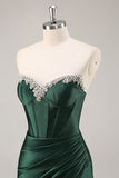 Corsé sin tirantes verde oscuro Vestido de regreso a casa ajustado