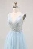 Vestido corto de regreso a casa de tul azul brillante con lentejuelas