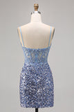Corsé Gris Azul Vestido de lentejuelas