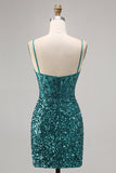 Corsé Gris Azul Vestido de lentejuelas