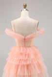 Lindo rubor escalonado A Line Homecoming Dress con flores 3D