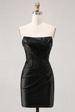 Corsé Strapless Bodycon Lace Vestido de Regreso a Casa Negro
