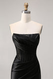 Corsé Strapless Bodycon Lace Vestido de Regreso a Casa Negro