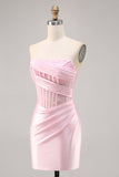 Corsé Strapless Bodycon Lace Vestido de Regreso a Casa Negro