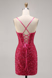 Vestido de regreso a casa con corsé ajustado fucsia brillante