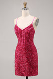 Vestido de regreso a casa con corsé ajustado fucsia brillante