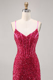 Vestido de regreso a casa con corsé ajustado fucsia brillante