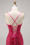 Vestido de regreso a casa con corsé ajustado fucsia brillante