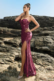 Brillante vestido de noche sirena palabra de honor con lentejuelas negras