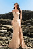 Brillante vestido de noche sirena palabra de honor con lentejuelas negras